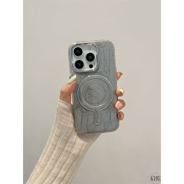 Magnetic Silicone Case with Kickstand, Gradient Resin Drip Design, Shockproof and Durable Phone Case (Gray base (single shell),iPhone 14 Pro Max)
