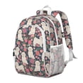thumbnail image 2 of Shih Tzu Dog and Flower Floral Backpack for School,Cute School Bag,Schoolbag with Adjustable Shoulder Straps & Padded Back,15"x11.42"x5.5", 2 of 6
