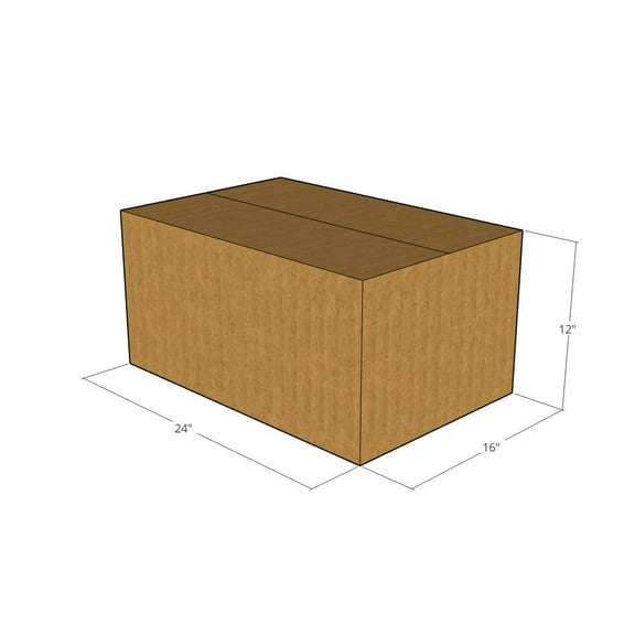 24x16x12 Kraft Brown Corrugated Shipping Boxes, 32 ECT Single-Wall, Qty 5