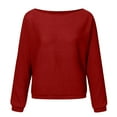thumbnail image 3 of Mohiass Boat Neck Batwing Sleeves Dolman Knitted Sweaters and Pullovers Tops for Women Red XL, 3 of 8