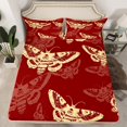 thumbnail image 2 of Erosebridal Boho Skull Full Sheet Sets, Skeleton Moth Bedding Full Size, Red Gold 4 Pieces, 2 of 7
