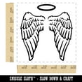 thumbnail image 2 of Folded Angel Wings with Halo Feathers Self-Inking Rubber Stamp Ink Stamper - Black Ink - Large 1-1/2 Inch, 2 of 7