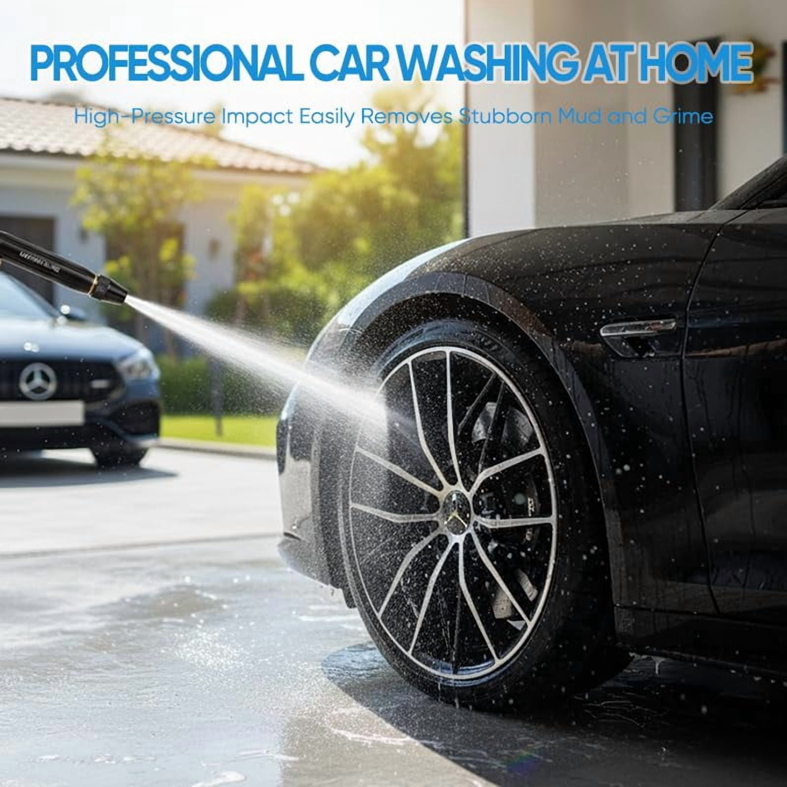 High Pressure Hose Nozzle, Adjustable Water Spray Gun with 3 Spray Modes, Metal Garden Hose Sprayer for Car Wash, Plants Watering, Patio, Floor & Outdoor Cleaning