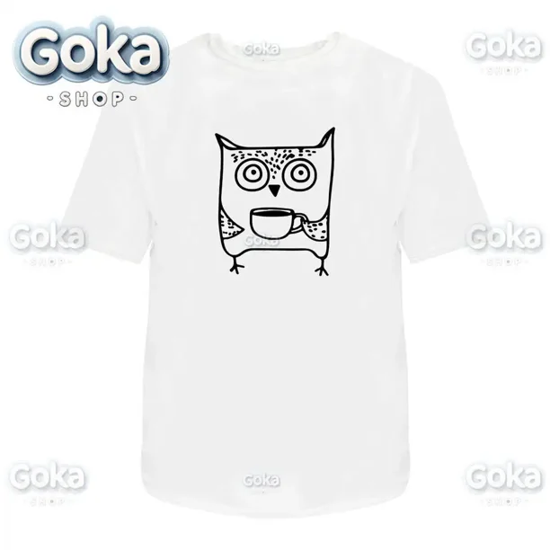 Camisetas con estampado de búho y café ropa para hombre novedad en camisetas y camisetas de algodón Camiseta estampada para mujer ropa Y2K camiseta divertida bonita
