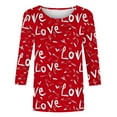 thumbnail image 4 of EchfiProm Womens Shirts Valentine T-Shirt Love Heart 3/4 Sleeve Valentines Day Cute Red Top for Ladies, 4 of 5