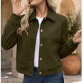 thumbnail image 4 of Zormilly Faux Suede Jacket Women Long Sleeve Button Down Collared Cropped Jackets with Shoulder Pads Lining Fashion Coats, S-2XL, 4 of 8