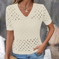 thumbnail image 2 of Posijego Women's Knit Sweater Short Sleeve Tops Summer Cutout Knit Pullover Sweaters Beach Vacation Tunic Tops, 2 of 9
