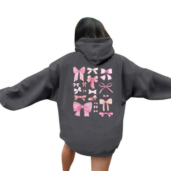 SNOWSONG Clearance! Hoodies for Women, Trendy Queen Hoodie Women's Fashionable Youth Campus Top Printed Floral Sweatshirt Hoodie, Oversized Hoodie, Women Clothing Dark Gray S