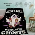 thumbnail image 6 of Ghosts Blanket Gift for Boys Girls, Halloween Throw Blanket Spooky Gifts for Kids Decor Bats Plush Soft Lightweight Flannel Fleece Spider Webs Skull Blankets for Sofa Bed Chair 50x40In Kid, 6 of 6