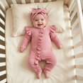 thumbnail image 2 of Baby Bodysuits Unisex Bodysuit Boys Girls Clothes Newborn Baby Girl Ruffle Long Sleeves Corduroy Romper Bodysuit,corduroy romper 0-1 Months, 2 of 9