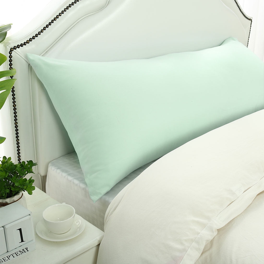 Body Pillow Cover Microfiber Soft Bolster Pillowcases Pale Green 20x48