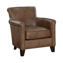 Lexicon Braintree 20.5" Traditional Plywood and Leather Accent Chair in Brown