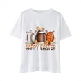 thumbnail image 1 of Toddler Girls Summer Tops Tees Easter Day Letters Prints Unisex Short Sleeve Stylish Cartoon Print Tee Blouse Daily Spring Shirts For Kid 4-5T, 1 of 4