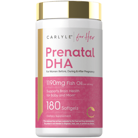 Prenatal DHA Vitamin | 180 Softgels | Non-GMO and Gluten Free Supplement | by Carlyle