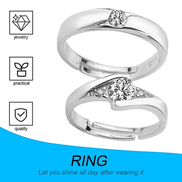 Fashion Zircon Couple Rings Set 1 Pair Wedding Promise Rings 30 Sterling Silver Women Men Lovers Vintage Jewelry Non fading