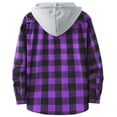 thumbnail image 3 of Chaqueta tipo camisa de franela con capucha ZITY para hombre, color negro y morado, talla L, 3 of 6