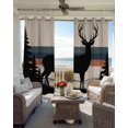 thumbnail image 6 of Forest Elk Blackout Curtains for Bedroom Living Room Darkening Curtains 63 Inches Long Animal Antlers Silhouette Tree Stripes Window Curtain 2 Panels Set Window Treatment Grommet Drapes 52"x63", 6 of 9