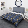 thumbnail image 3 of Designart 'Retro Luxury Waves In Gold And Blue IX' Mid-Century Modern Duvet Cover Set, 3 of 4
