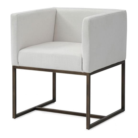 Limari Home Marty 18.8" Modern Fabric Dining Chair in Off White/Antique Brass