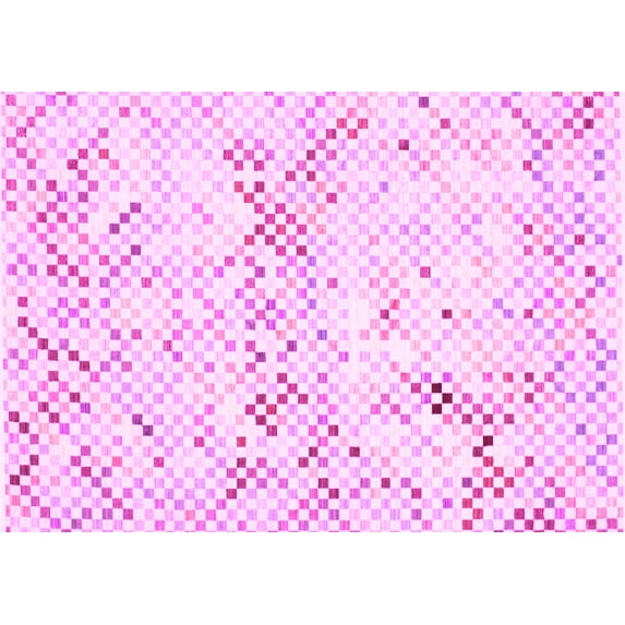 Ahgly Company Indoor Rectangle Abstract Pink Contemporary Area Rugs, 6' x 9'