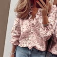 thumbnail image 2 of DXOUPM Women's Long Sleeve Shirts V Neck Dressy Ruffle Elegant Blouse Work Shirt Going Out, 2 of 3