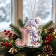 thumbnail image 7 of romoty Personalized Christmas Letter Ornaments, Cute Purple Snowman Initial Pendants, 2D Flat Acrylic Monogram Tree Car Mirror Decor, 7 of 7