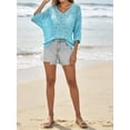 thumbnail image 5 of Womens Summer 3/4 Sleeve Off Shoulder Crochet Cover Up Top Sweater Shirts Mesh Boho Beach Swimsuit Coverup, 5 of 7