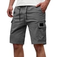 thumbnail image 2 of Domuza Mens Cargo Shorts Sweat Shorts Elastic Waist Drawstring Athletic Summer Casual Pants with Pockets Gray S, 2 of 4