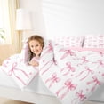 thumbnail image 3 of Manfei Ribbon Bowknot Twin Comforter Sets For Girls,Pink Coquette Bowtie Print Bedding Set For Kids,Pink Reversible,2pcs, 3 of 7