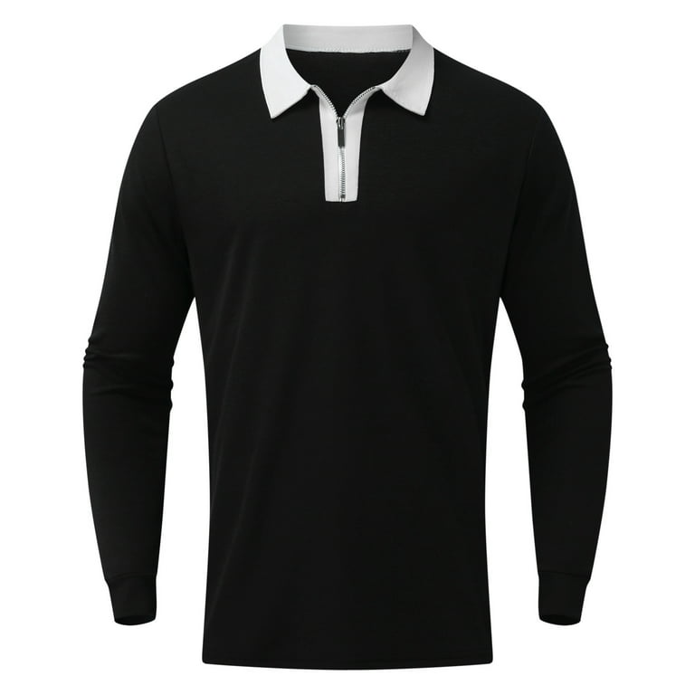 adviicd Black Long Sleeve Polo Shirts for Men Fashion Men's Golf