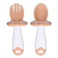 thumbnail image 1 of Baby Training Fork Spoon Spoons Forks Tableware Set Baby Fork Spoon Set Soft PP Short Handles Eat Training Toddler Feeding Utensils Tableware SetBrown, 1 of 8
