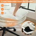 thumbnail image 3 of DOMICARE Criss Cross Chair with Flip-Up Arms, Wide Cross-Legged Office Chair with Wheels, Swivel Vanity Desk Chair, White Boucle, 3 of 7
