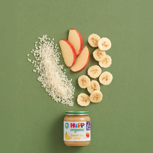 HiPP Organic Banana Rice Cereal Baby Food Jar 4+months 125g, British Import (Pack of 3)