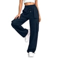 thumbnail image 5 of Mineart Women Solid Cargo Pants Casual Quick Dry Trousers with Elastic Drawstring Waist and Drawstring Hem Multi Pockets Button Trim for Outdoor Hiking, 5 of 9