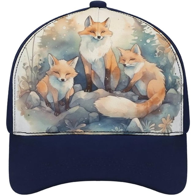 Watercolor Fox Baseball Cap Classic Golf Cap Soft Dad Hat Multicolor Adjustable Low Profile Hat Unisex