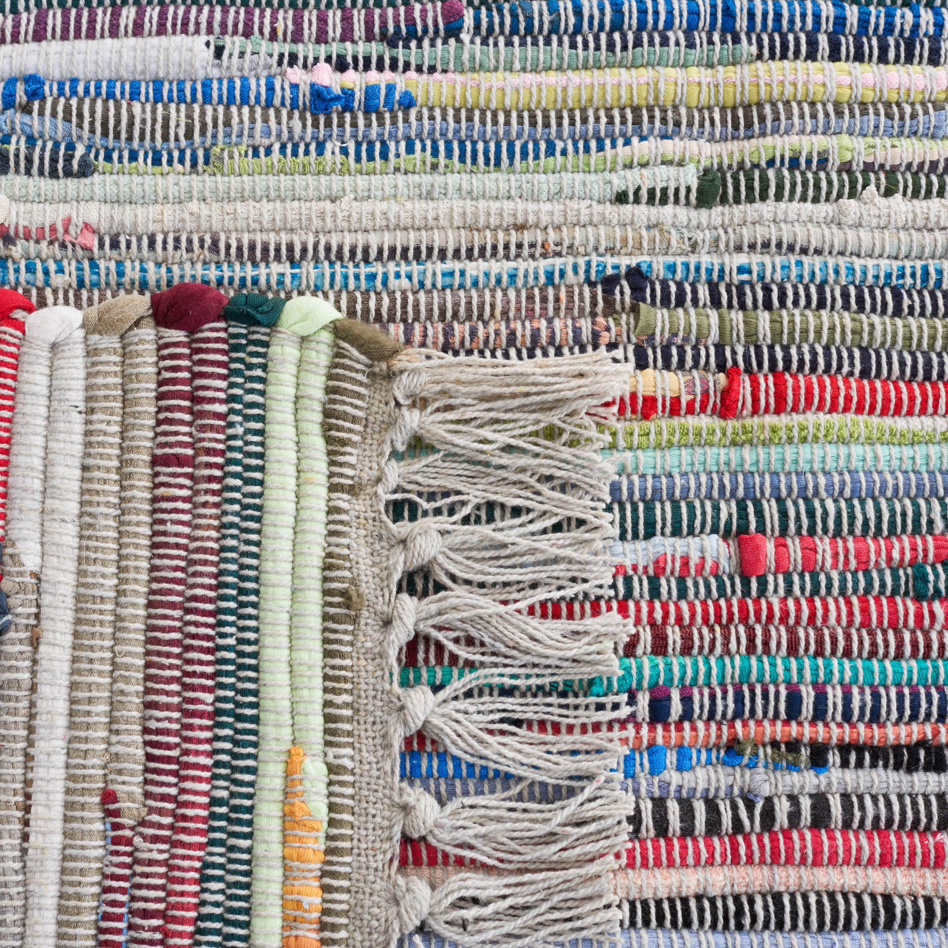 SAFAVIEH Rag Robynne Striped Cotton Area Rug, Grey/Multi, 11' x 15'