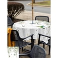 thumbnail image 5 of Outdoor Tablecloth with Umbrella Hole for Patio/Picnic/Party/Camping, Green Eucalyptus Leaves Waterproof Table Cloth Square Cover Washable, Birds Flowers Spring Watercolor Floral (60"x 60"), 5 of 8