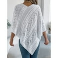 thumbnail image 4 of Arlun Poncho Knitted Cape Shawl Sweaters for Women Elegant Wrap V-Neck Cable Knit Hollow out Pullovers Loose Fit Comfortable Solid Color Sweater Tops White XL, 4 of 5