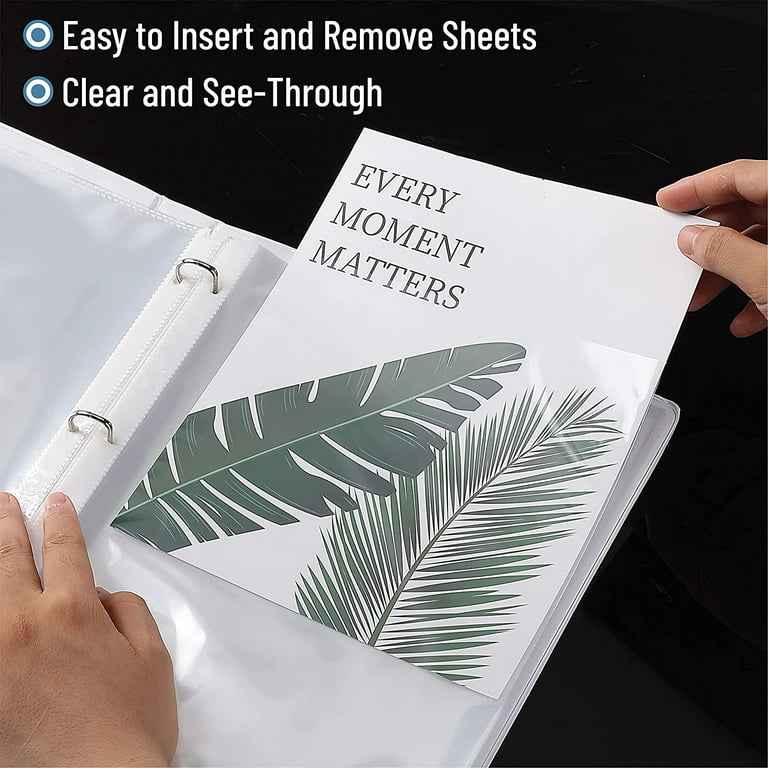 STAPENS Report Covers with Sliding Bar, Clear Paper Protector Sleeves, 12.2 x 8.5 inch (10 Pcs)