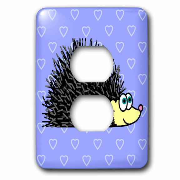 3dRose, Cute Hedgehog and Hearts Design Blue, 2 plug outlet cover