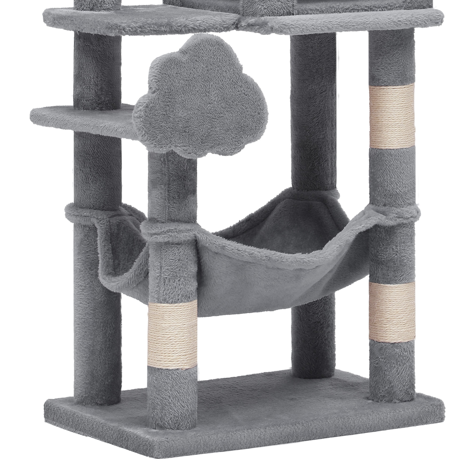 Uforic Cat Tree Tower 44" Multi-Level Cat Condo with Scratch Posts&Hammock for indoor Small Cats, Light Gray