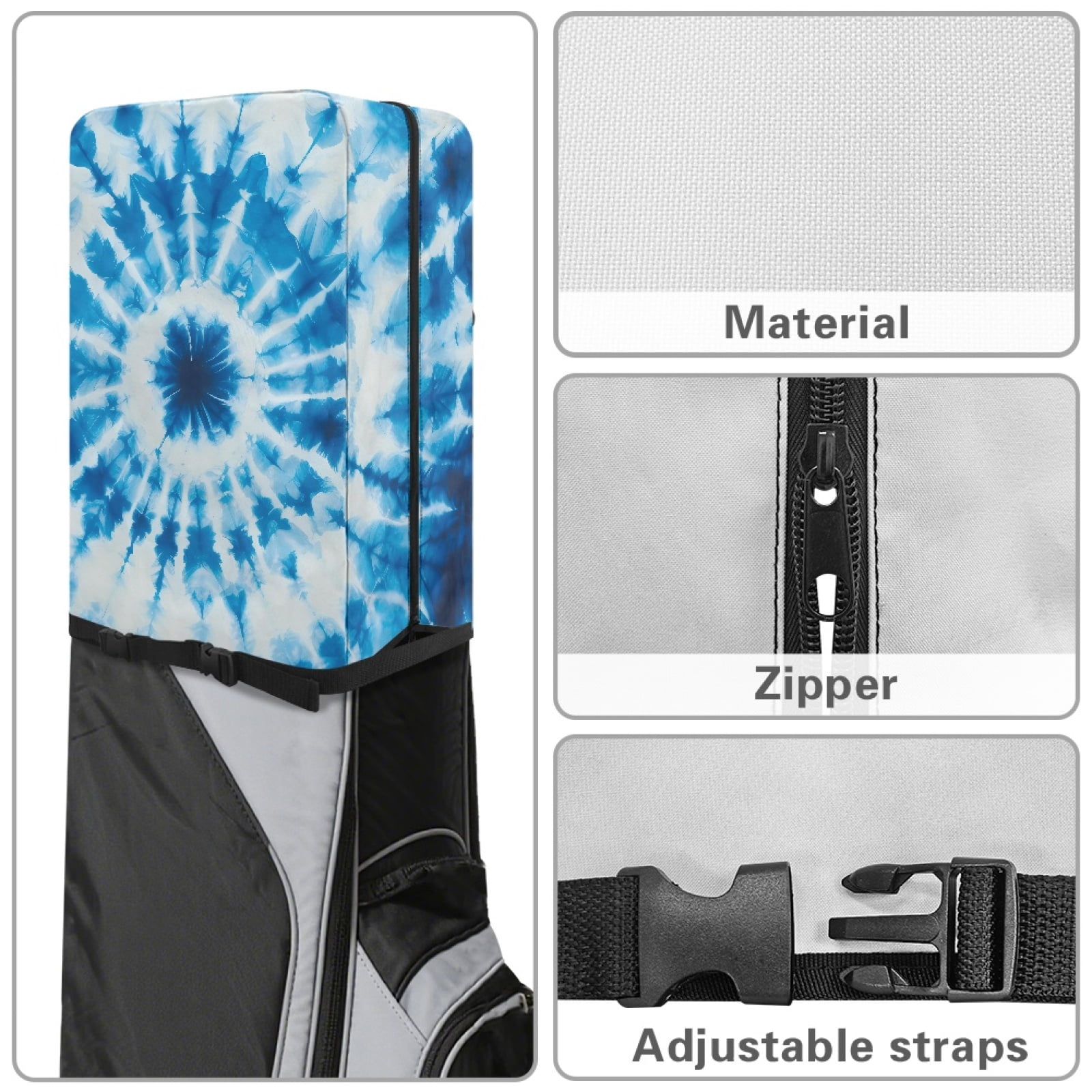 Yuyamidu Blue Whilpool Tie Dye Golf Bag Dust Cover for Men Women Fashion Golf Bag Top Cover for Stand Cart Bags Easy to Carry Protect Your Clubs
