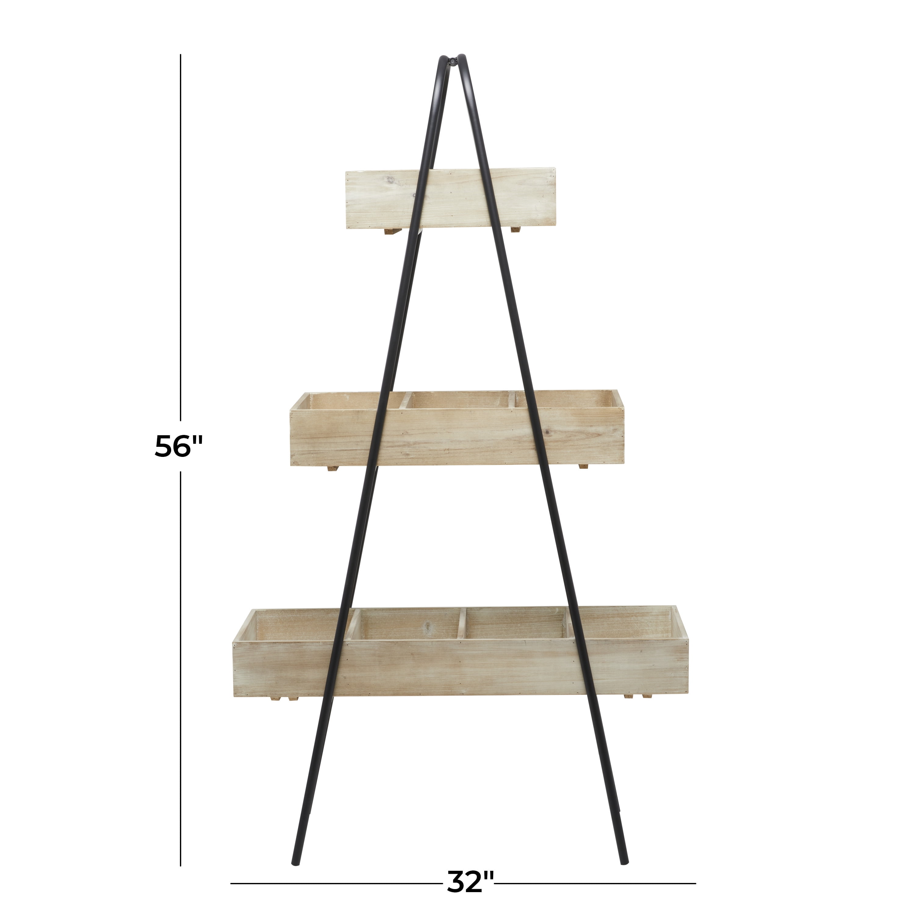 DecMode 32" x 13" x 56" 3 Tier Brown Wood Indoor Outdoor Plantstand