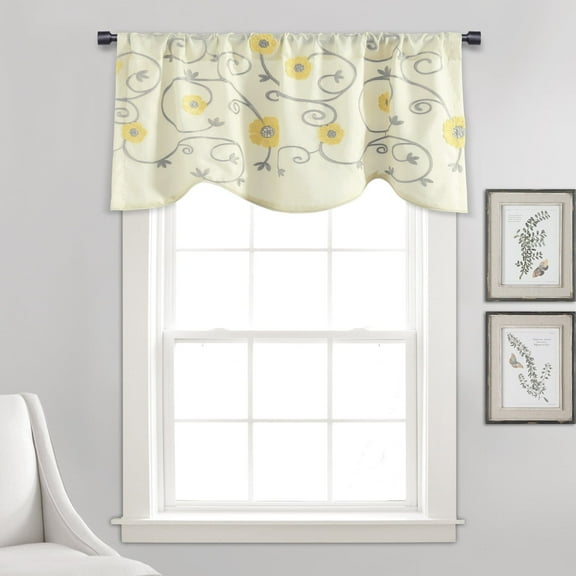 Lush Decor Royal Garden Valance - Yellow Gray