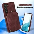 thumbnail image 6 of for Samsung Galaxy S23 Ultra Wallet Case Crossbody Strap, Zipper Phone Case with Card Holder Wrist Strap Purse Cover with Kickstand Compatible with Samsung Galaxy S23 Ultra 6.8 inch - Winered, 6 of 7