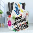 thumbnail image 4 of Bathroom Rules Soft Flannel Fleece Throw Blanket, Do Not Spread Germs Wash Your Hands Text with Colorful Doodle Print, Cozy Plush for Indoor and Outdoor Use, 70" x 90", Multicolor, by Ambesonne, 4 of 5