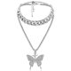 thumbnail image 1 of Gargantilla de cristal dorado de Hip Hop, cadena con diamantes de imitación brillantes, collar con colgante de mariposa grande, joyería, accesorio de moda para niñas, 1 of 5