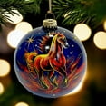 thumbnail image 3 of STP Goods Fire Horse Glass Christmas Ball Ornament 3.9" (10 cm) Hand-Painted Christmas Tree Ornament Collectible Christmas Tree Hanging Decoration, Symbol of 2026, Blue Yellow Red, 3 of 4