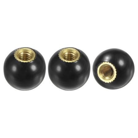 3-Pack Threaded Ball Knobs, M4 Female Thread 12mm Dia. Thermoset Phenolic Brass Insert Lever Handle [Black]