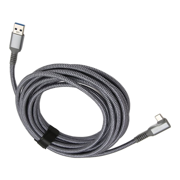 10ft Black Link Cable & Replacement Quest 2 Charger - High Speed Data Transfer & Fast Charge, PC Gaming & Charging with Angled Type C USB3.2 Gen1 to USB Type A Power Cord